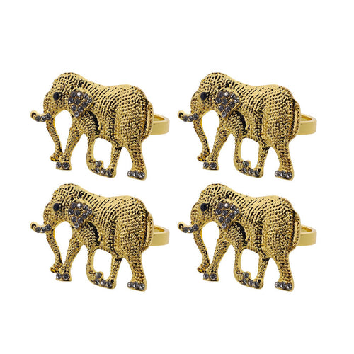 gold elephant napkin rings with crystals