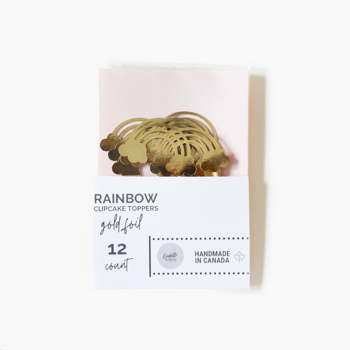 Gold Foil Rainbow Cupcake Toppers - Rainbow Birthday Party Supplies, St Patrick's Day Decorations