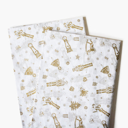 Golden Nutcrackers and Ballet Dancers Tissue Paper - Modern Winter Holiday Gift Wrapping & DIY Projects Supplies