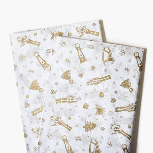 Golden Nutcrackers and Ballet Dancers Tissue Paper - Modern Winter Holiday Gift Wrapping & DIY Projects Supplies