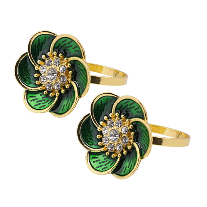 green flower christmas napkin rings
