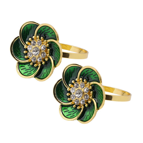 green flower christmas napkin rings