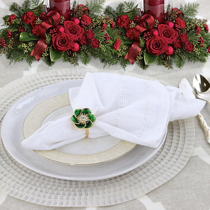 green flower christmas napkin rings