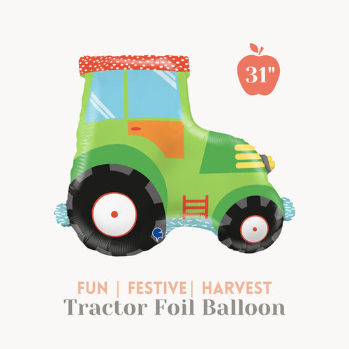 Green Tractor Foil Balloon 31" - Barnyard Farm Birthday Party Decoration Harvest Celebration Farmers Market