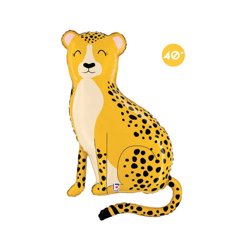 Happy Cheetah Foil Balloon 40" - Safari Animal Birthday Party Decorations
