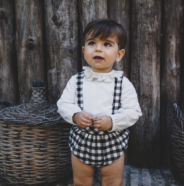 Ivan Gingham Black and Ivory 2-piece set