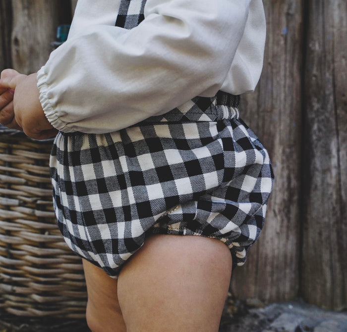 Ivan Gingham Black and Ivory 2-piece set
