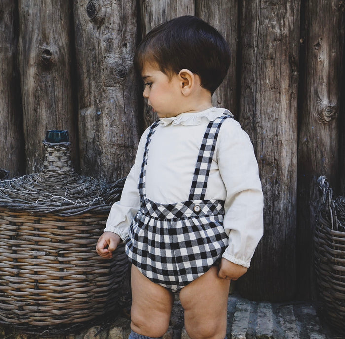 Ivan Gingham Black and Ivory 2-piece set