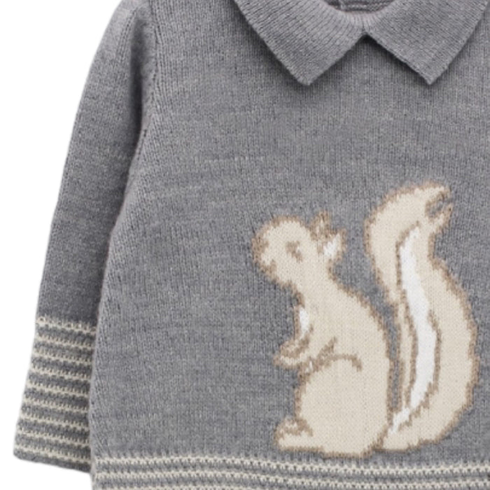 Jamie Squirrel Knitted Babygrow
