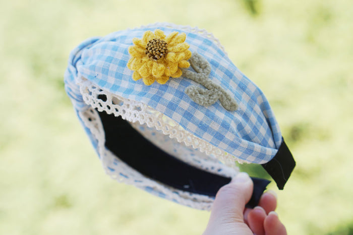 Japanese Mori Girl Lace Wide-Band Crossed Sunflower Headband