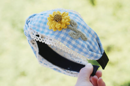 Japanese Mori Girl Lace Wide-Band Crossed Sunflower Headband