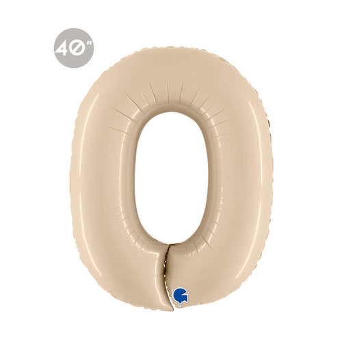 Jumbo Cream Number 0 Foil Balloon 40" - milestone birthday parties or anniversaries number balloons