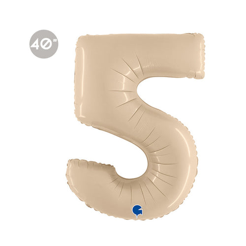 Jumbo Cream Number 5 Foil Balloon 40"