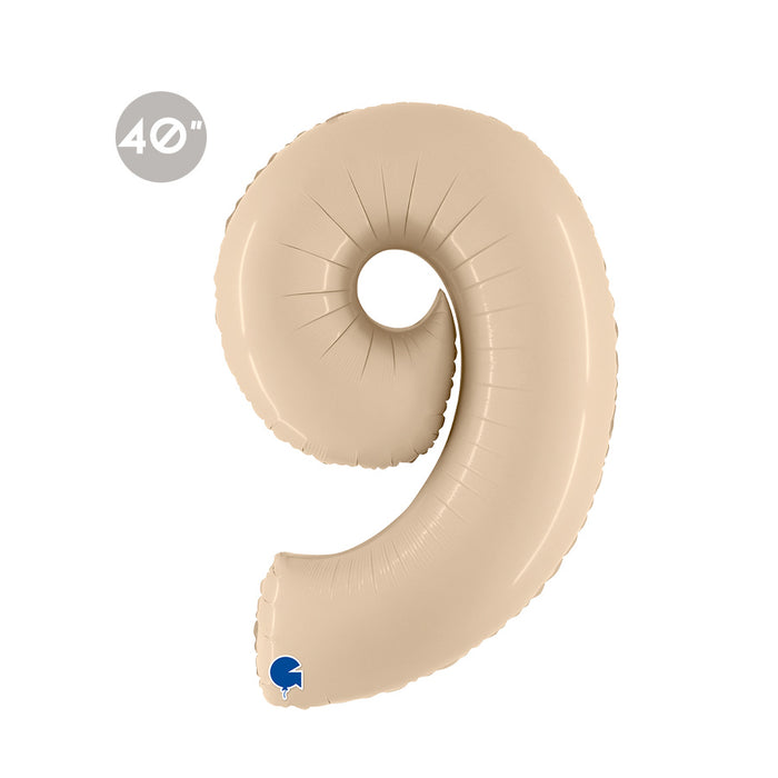 Jumbo Cream Number 9 Foil Balloon 40" - Boho 9th Birthday Party Decorations & Anniversary