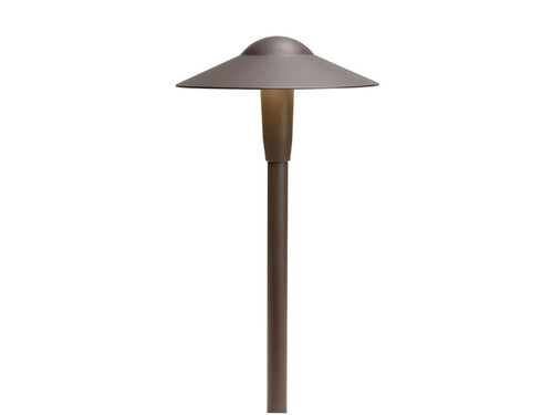 Kichler - 8'' Dome 16'' Short Stem LED Path Light (12V, 3W Integrated LED, 2700K, Textured Architectural Bronze) - 15811AZT27R