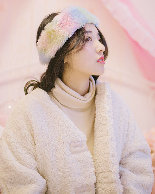 Korean Style Rainbow Ombre Plush Headband