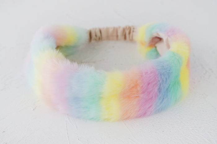 Korean Style Rainbow Ombre Plush Headband