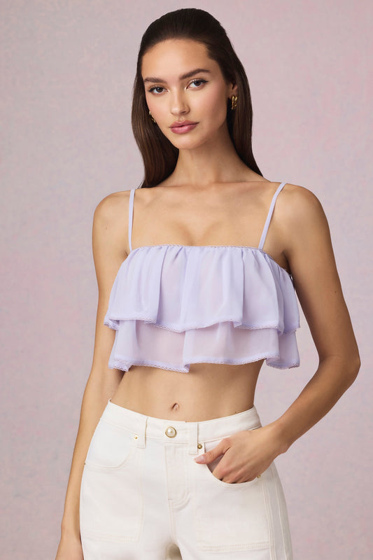 Ruffled Cropped Camisole Top in Lilac