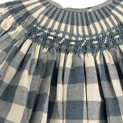 Lara Handsmocked Macro Gingham Blue Dress