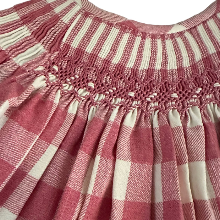 Lara Handsmocked Macro Gingham Pink Dress
