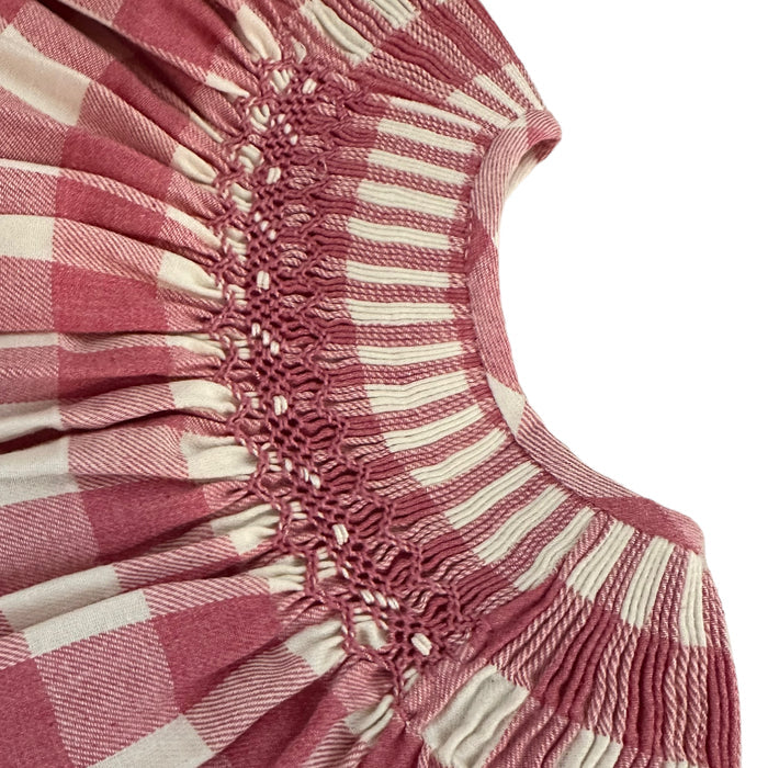 Lara Handsmocked Macro Gingham Pink Dress