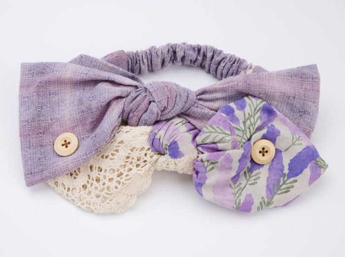 Lavender Floral Lace Bow Headband