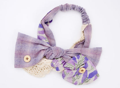 Lavender Floral Lace Bow Headband