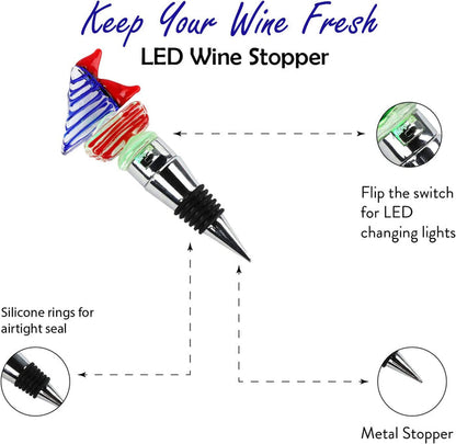 LED Sailboat Glass Wine Stopper