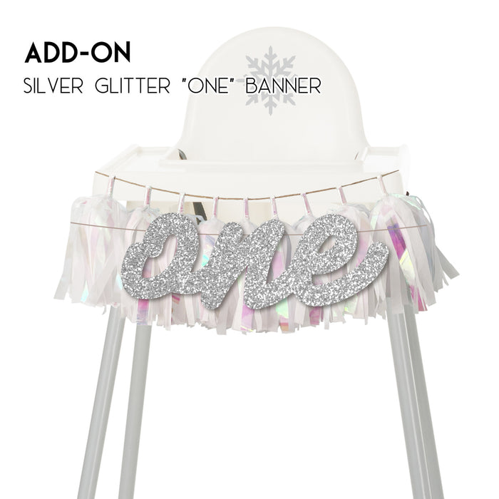 Let It Snow Iridescent High Chair Garland - Iridescent White Winter Party Decor, Winter Wedding, Frozen Party Theme, Frozen Birthday, Winter Wonderland, White Christmas Decorations by GenWoo Shop