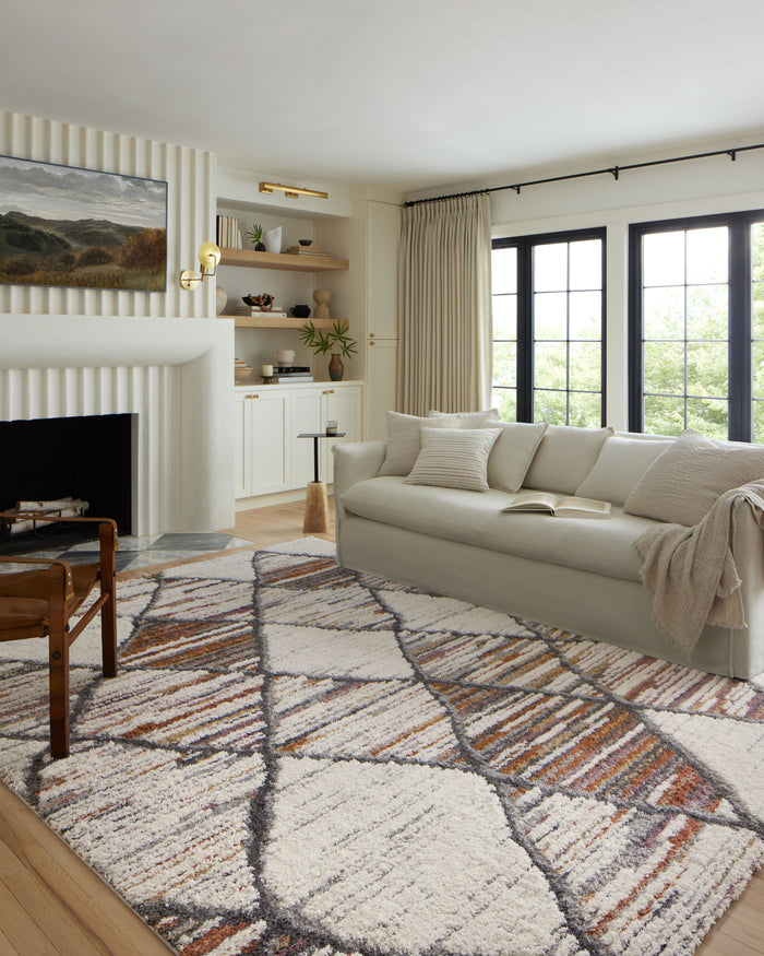 The Rug Corner Loloi Levitt Shag Ivory / Fiesta