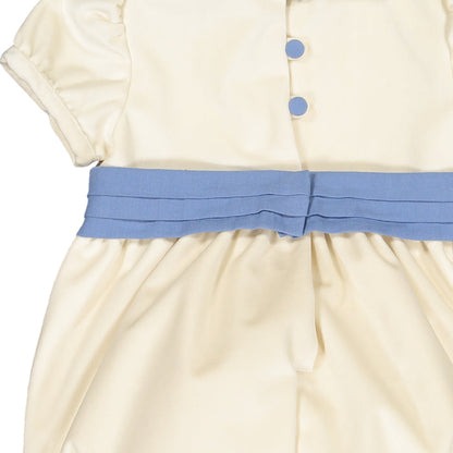Martina Royal Velvet Off-White/Ivory and Blue Romper