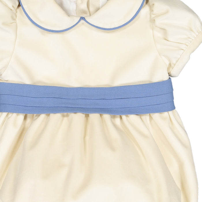 Martina Royal Velvet Off-White/Ivory and Blue Romper