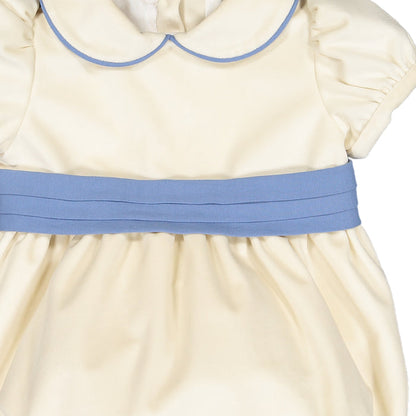 Martina Royal Velvet Off-White/Ivory and Blue Romper