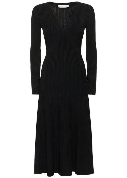 Melba Compact Rib Mid Dress (Black)