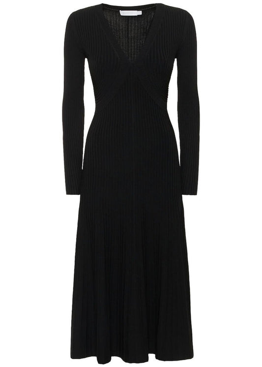 Melba Compact Rib Mid Dress (Black)