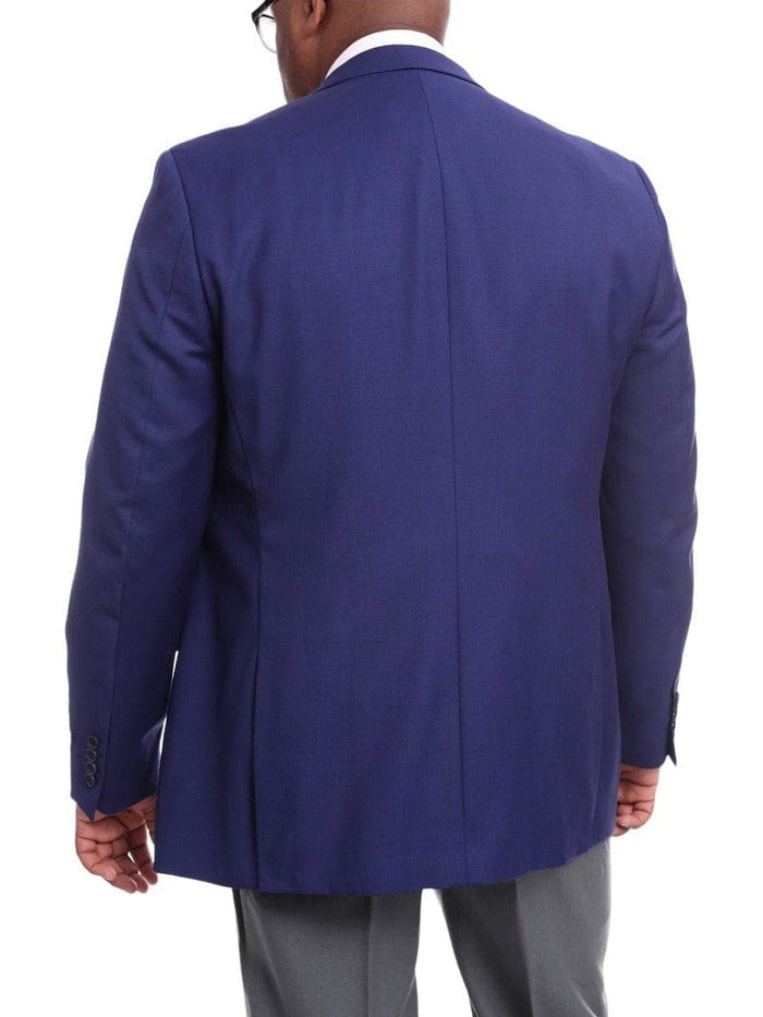 Label M BLAZERS Mens Classic Fit Solid Royal Blue Two Button Wool Blazer Sportcoat