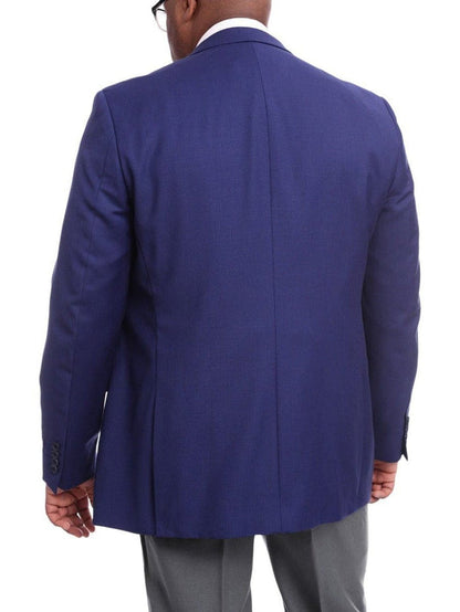 Label M BLAZERS Mens Classic Fit Solid Royal Blue Two Button Wool Blazer Sportcoat