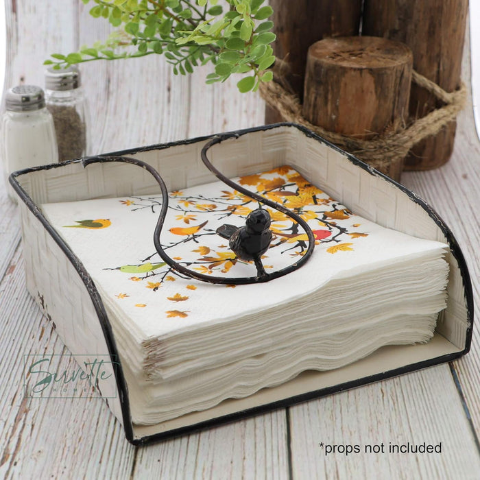 Metal Napkin Holder with Bird Weight