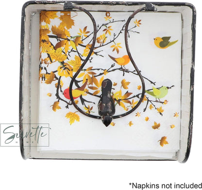 Metal Napkin Holder with Bird Weight
