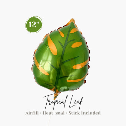 Mini Tropical Leaf Foil Balloon - Airfill & Heat-seal - Summer Beach Swimming Pool Birthday Party Bridal Shower - Ottawa Balloons