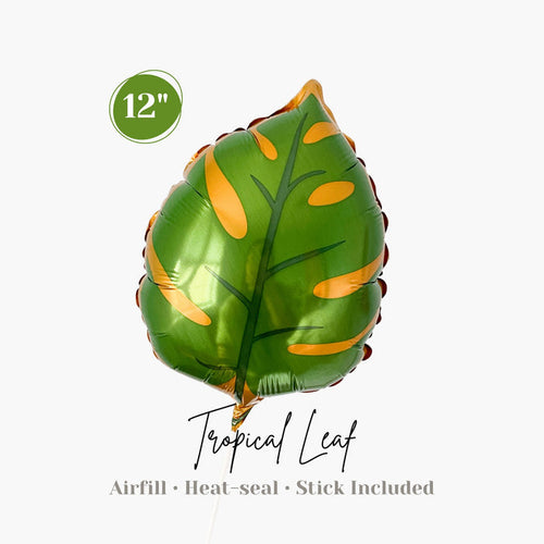 Mini Tropical Leaf Foil Balloon - Airfill & Heat-seal - Summer Beach Swimming Pool Birthday Party Bridal Shower - Ottawa Balloons