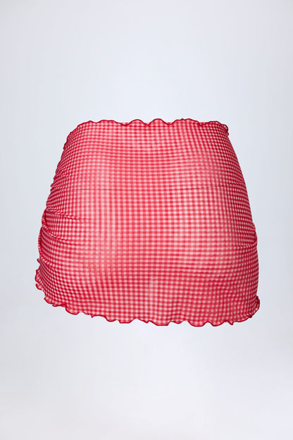 Side-Tie Sarong in Red Gingham