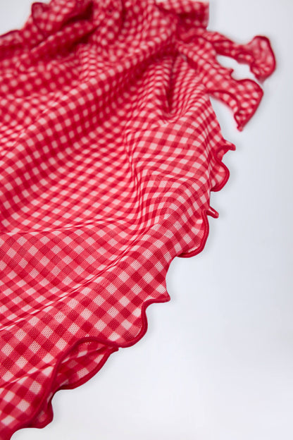 Side-Tie Sarong in Red Gingham
