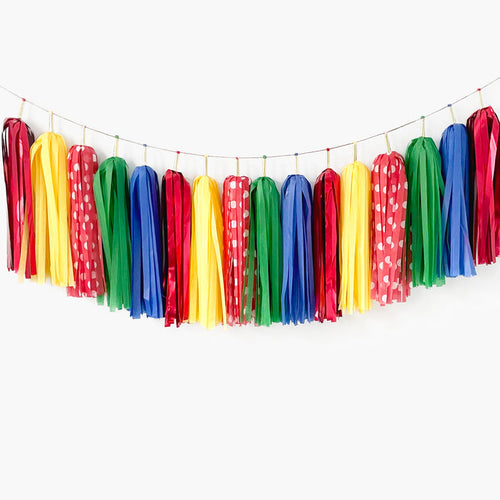 Mushroom Video Game Tassel Garland - Nostalgia Epic Kids Party - Japanese Jumping Video Game Theme