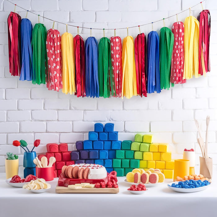 Mushroom Video Game Tassel Garland - Nostalgia Epic Kids Party - Japanese Jumping Video Game Theme