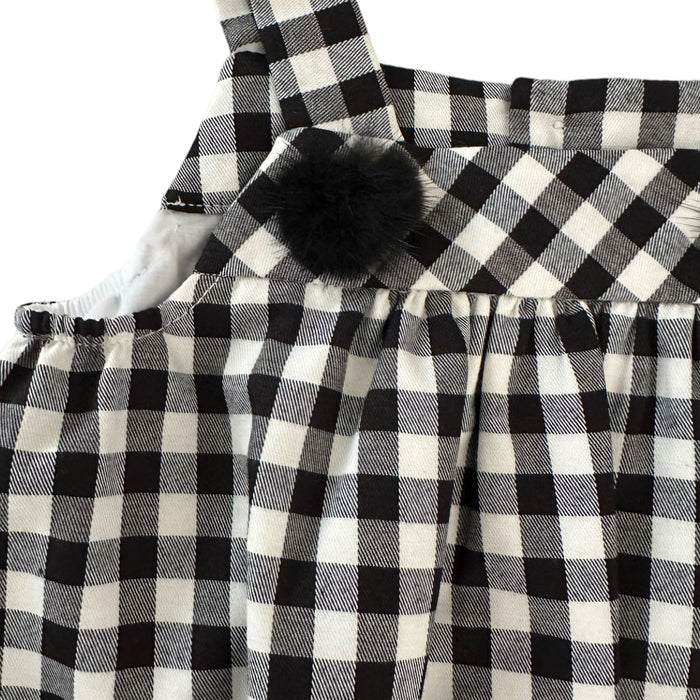 Nadia Black Gingham Pom Romper Bubble