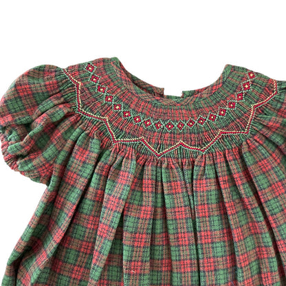 Noel Tartan Handsmocked Romper Bubble