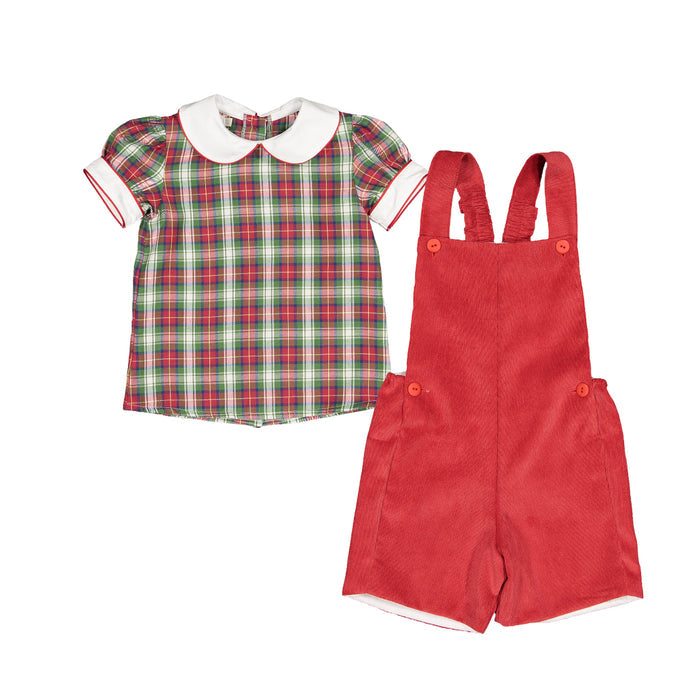 North Pole Tartan Baby Boy 2-Pc Romper Set