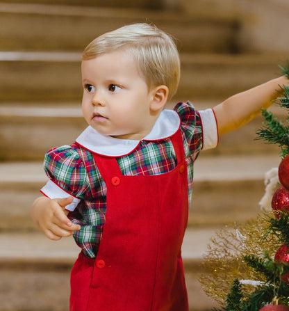 North Pole Tartan Baby Boy 2-Pc Romper Set