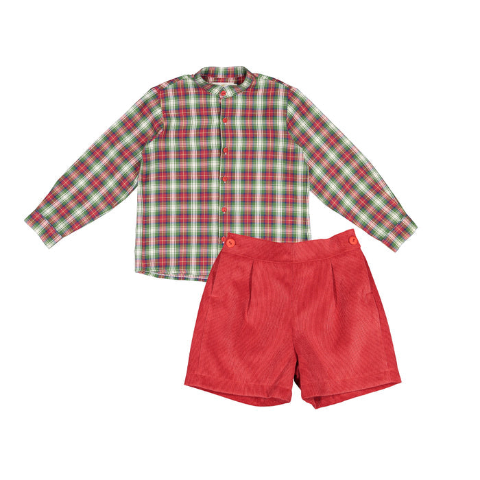 North Pole Tartan Boy Shorts Set